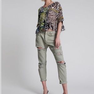 One Teaspoon FADED KHAKI MESSED‎ UP SAINTS BOYFRIEND JEAN size 26